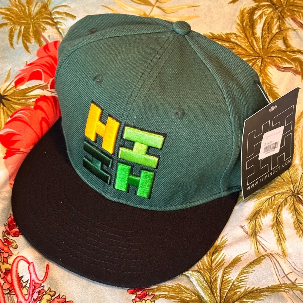 Hawaiis Finest HIFI Logo Forest Green Snapback Hat Satin Lined